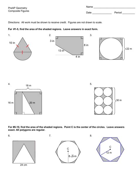 find the area of the shaded region worksheet answer key